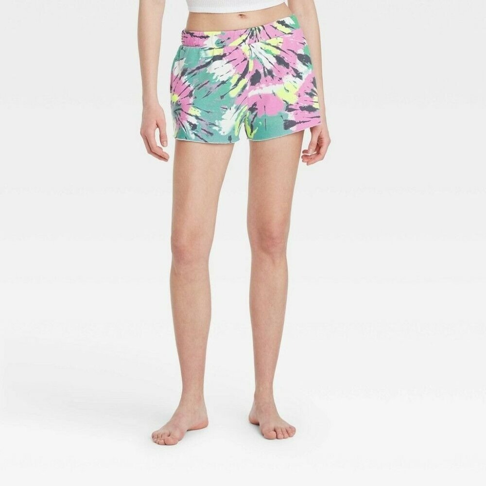 NWT Colsie Women's Tie-Dye Elastic Waist Cut-off Fleece Shorts, XS